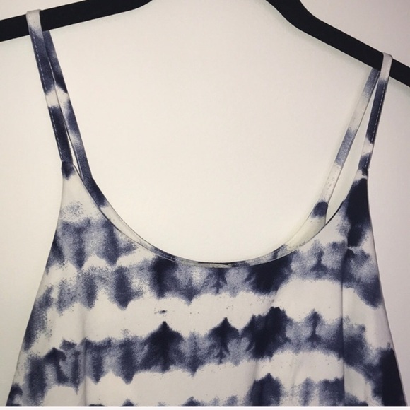TIE DYE White & Navy Boho Festival Crop Top Medium - Picture 4 of 6